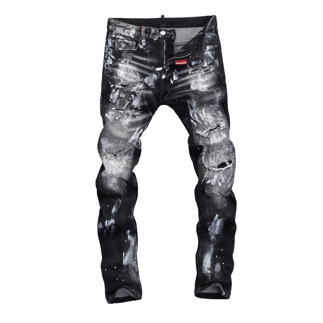 SOLA-DSQ2 New Ink Splash Man Hole Jeans