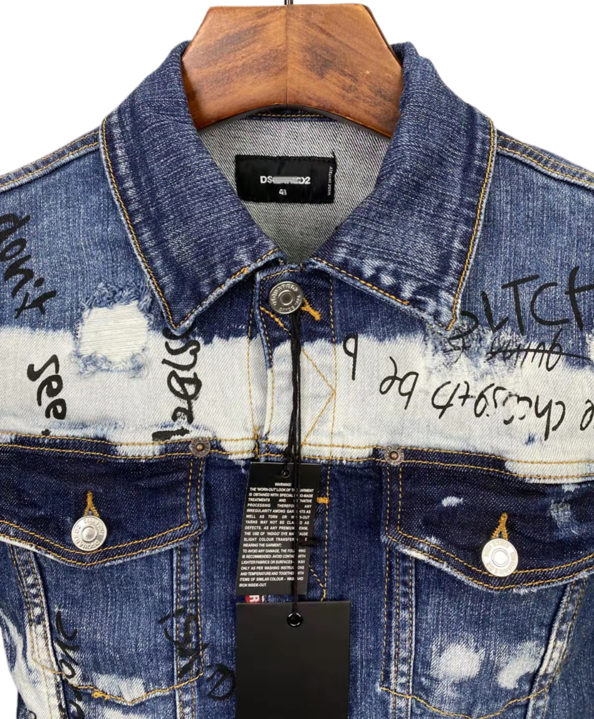 DSQ2 2024ss Man Hole Graffiti Denim Jacket