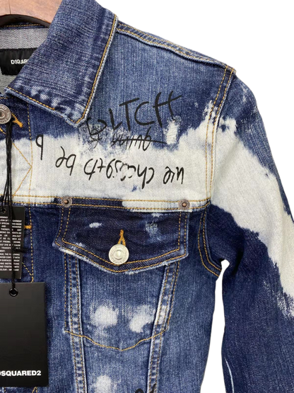 DSQ2 2024ss Man Hole Graffiti Denim Jacket