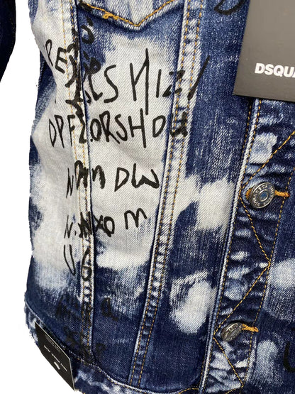 DSQ2 2024ss Man Hole Graffiti Denim Jacket