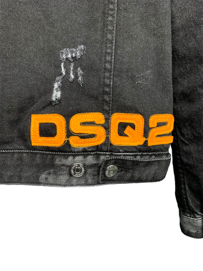 SOLA-DSQ2 Man Black Hole Denim Jacket