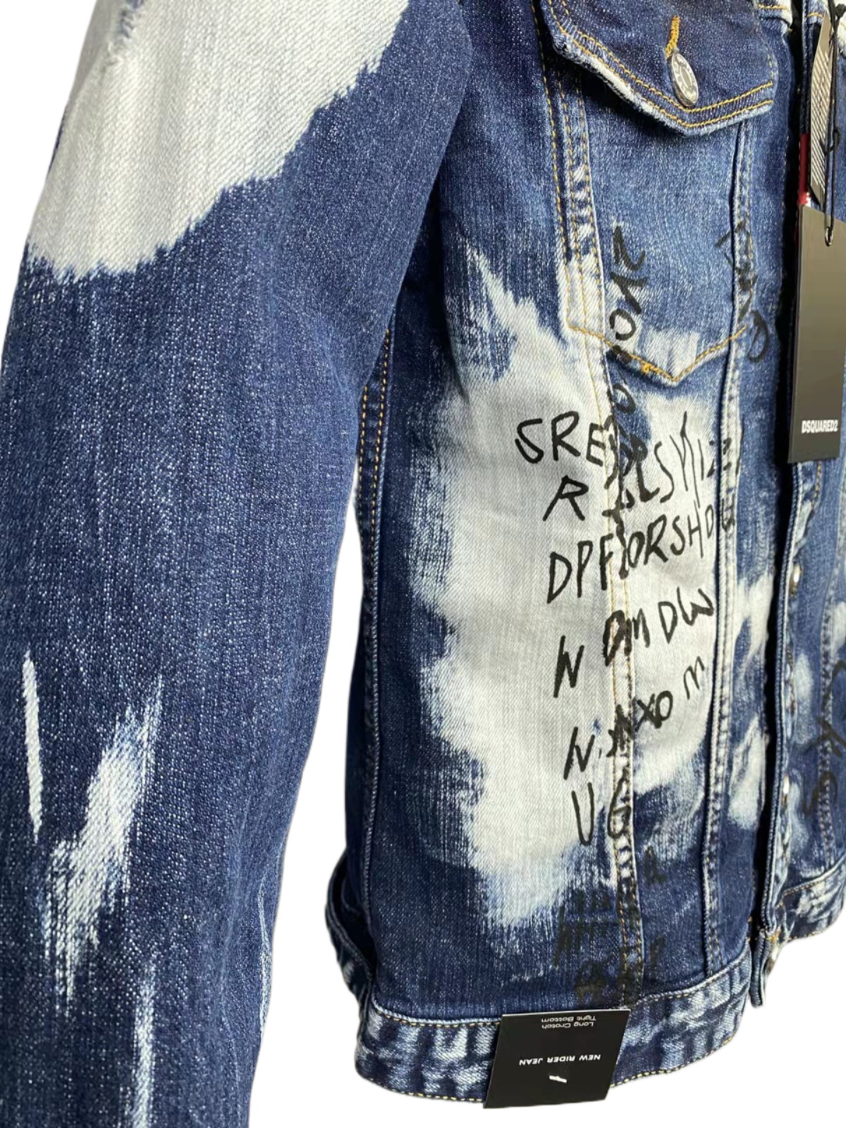 DSQ2 2024ss Man Hole Graffiti Denim Jacket