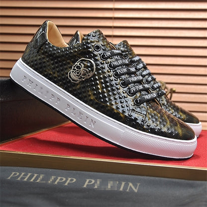 PP New Men's Skull Leather Sneakers