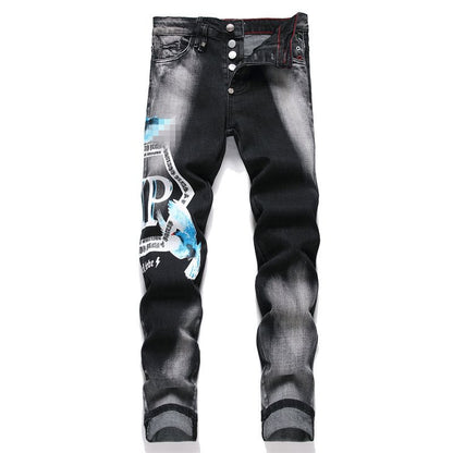 SOLA-PP Lettering Print Jeans