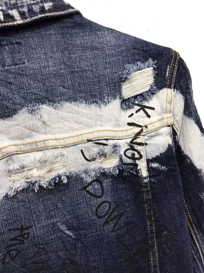 DSQ2 2024ss Man Hole Graffiti Denim Jacket