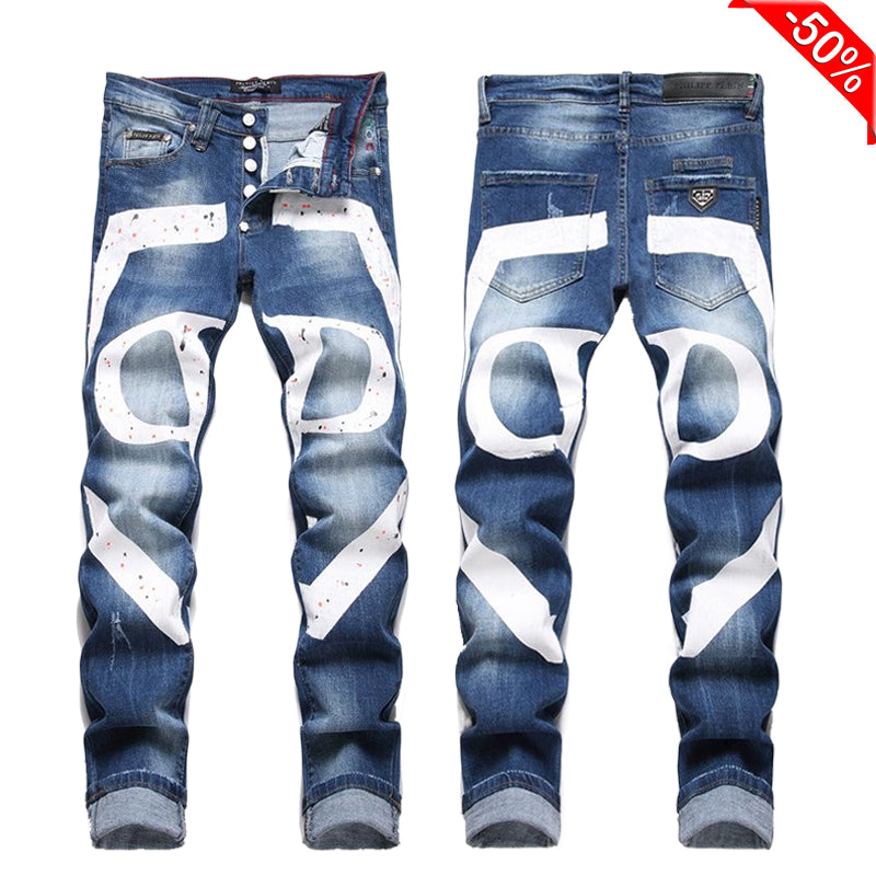 SOLA-PP Lettering Print Jeans