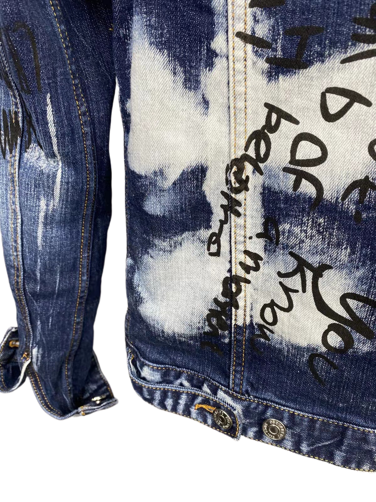 DSQ2 2024ss Man Hole Graffiti Denim Jacket