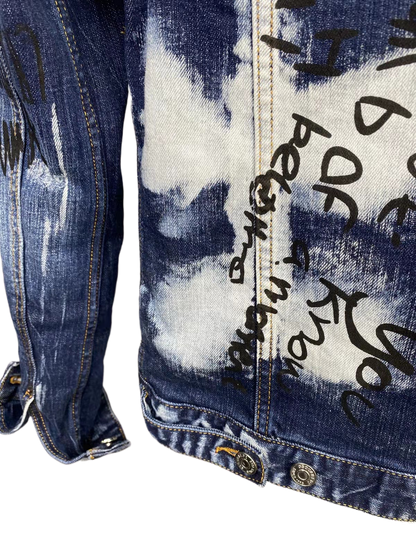 DSQ2 2024ss Man Hole Graffiti Denim Jacket