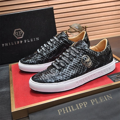 PP New Men's Skull Leather Sneakers