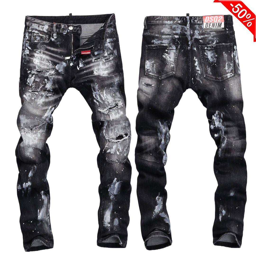 SOLA-DSQ2 New Ink Splash Man Hole Jeans