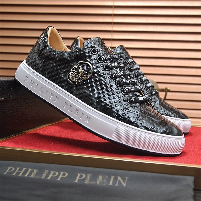 PP New Men's Skull Leather Sneakers