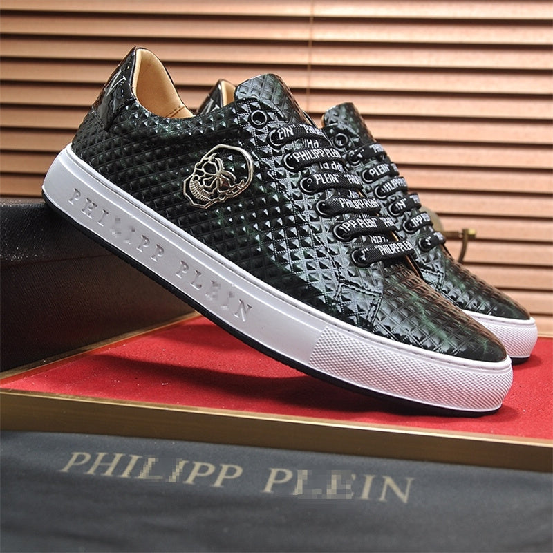 PP New Men's Skull Leather Sneakers