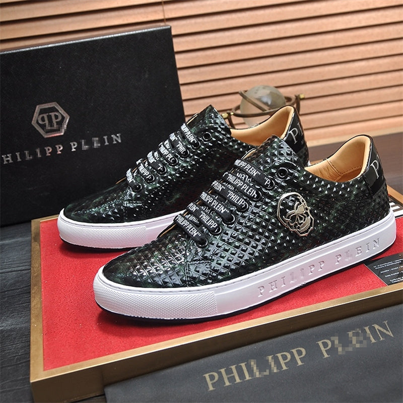 PP New Men's Skull Leather Sneakers