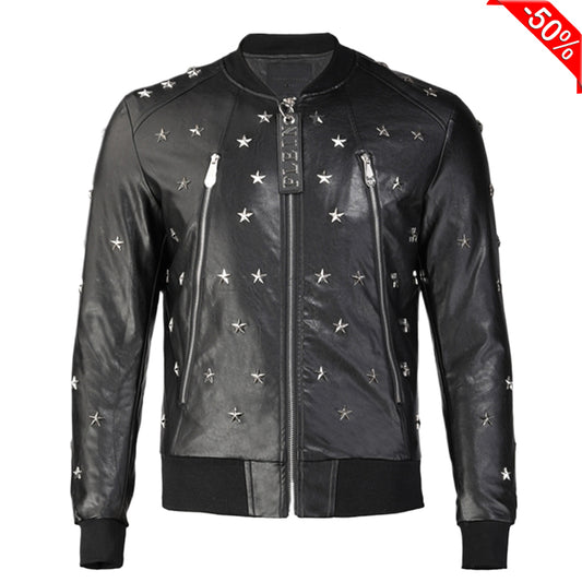 SOLA-PP Star Studded Leather Jacket