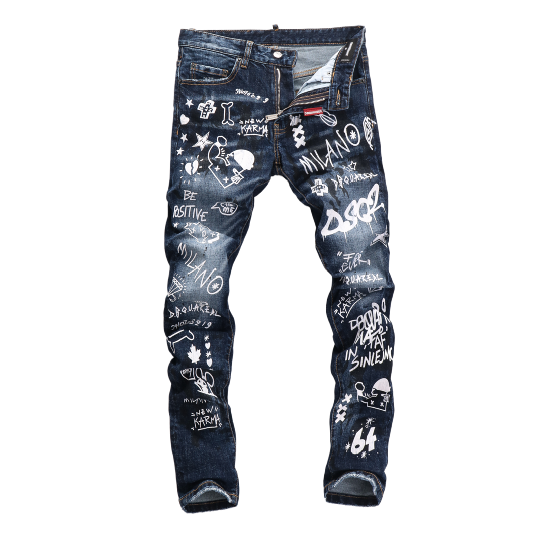 SOLA-DSQ2 New Man Graffiti Jeans