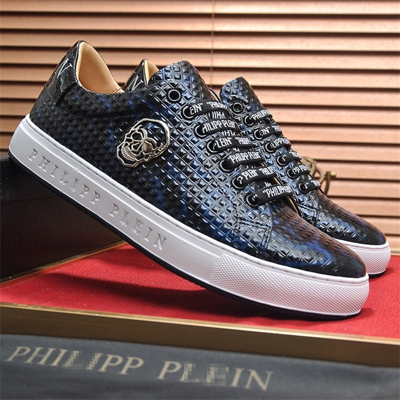 PP New Men's Skull Leather Sneakers