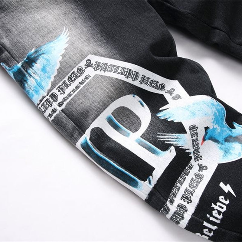 SOLA-PP Lettering Print Jeans