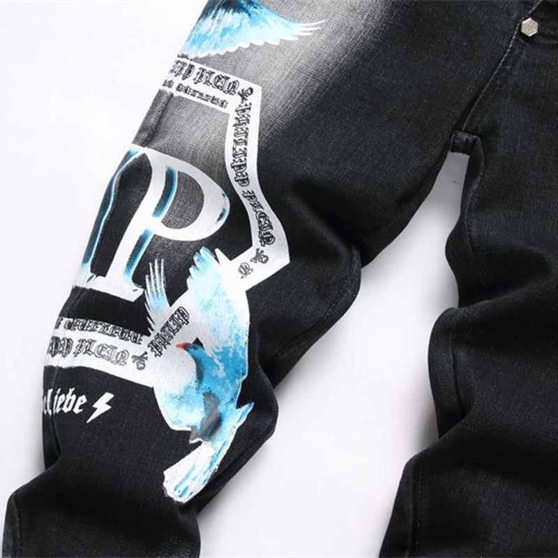 SOLA-PP Lettering Print Jeans