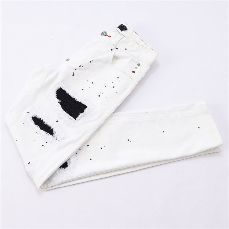 PP White Hole Jeans#8360