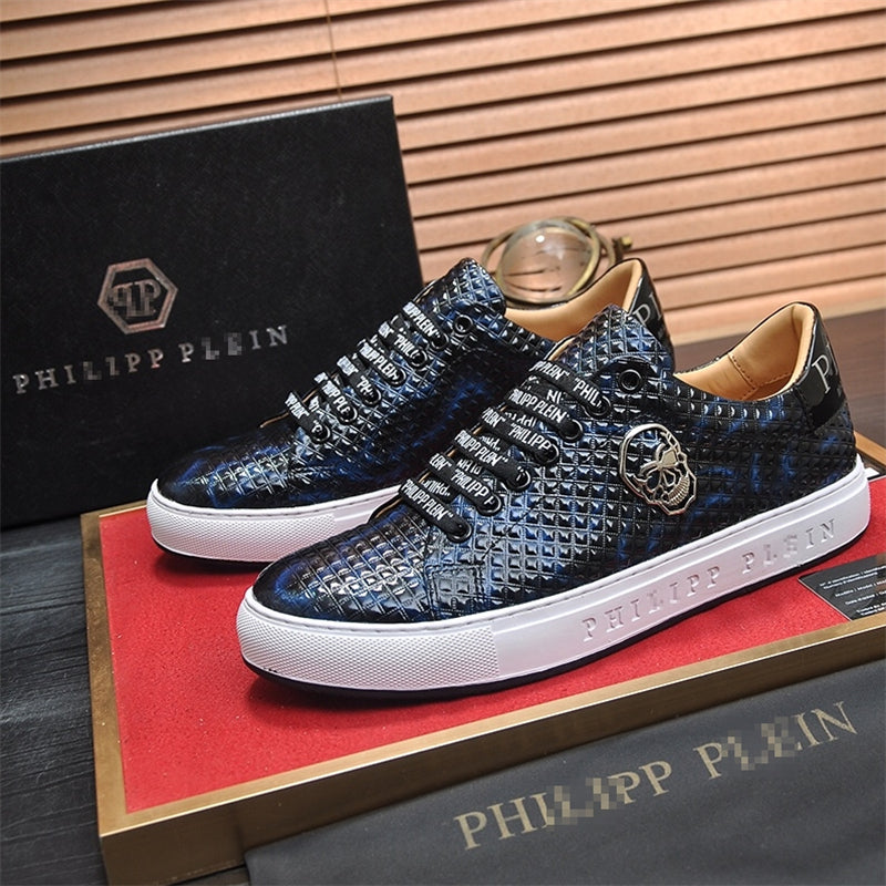 PP New Men's Skull Leather Sneakers