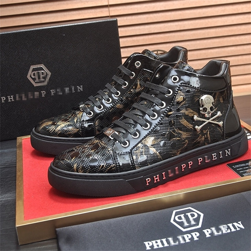 PP New Men's Skull high-top leather Sneakers