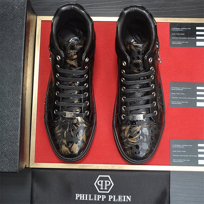 PP New Men's Skull high-top leather Sneakers