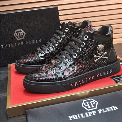 PP New Men's Skull high-top leather Sneakers