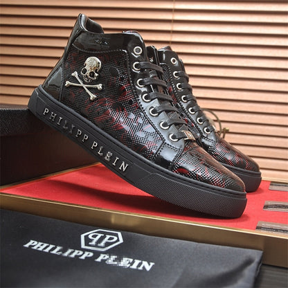 PP New Men's Skull high-top leather Sneakers