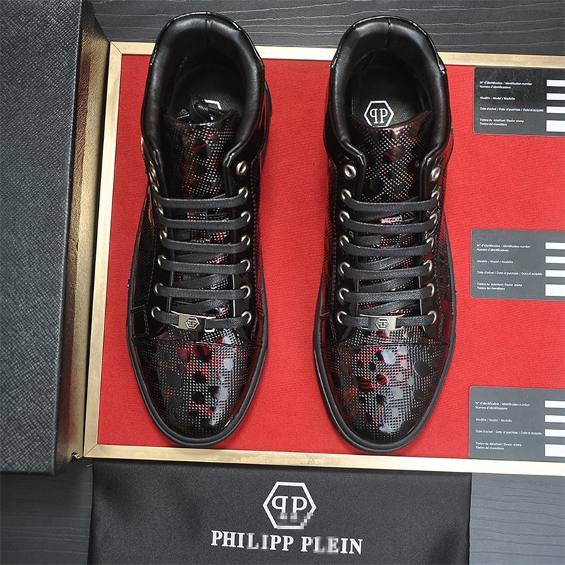 PP New Men's Skull high-top leather Sneakers