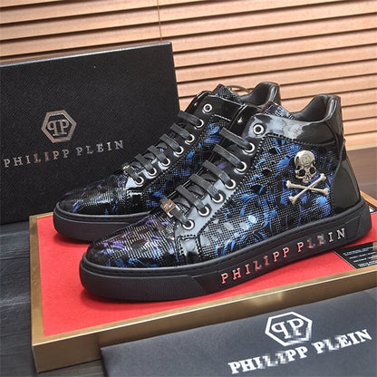 PP New Men's Skull high-top leather Sneakers