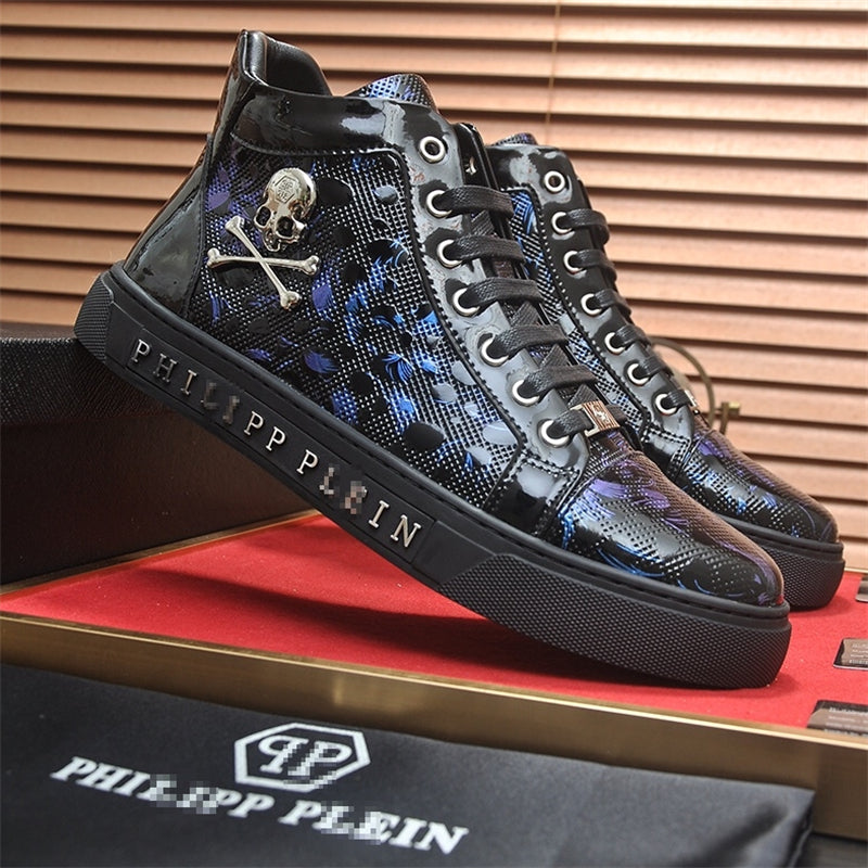 PP New Men's Skull high-top leather Sneakers