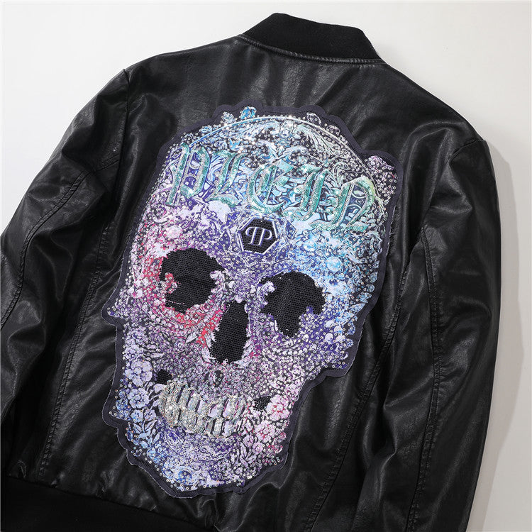 SOLA-PP New Skull Diamond Leather Jacket