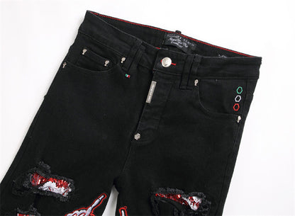 SOLA-PP Skeleton Hand Patch Man Jeans