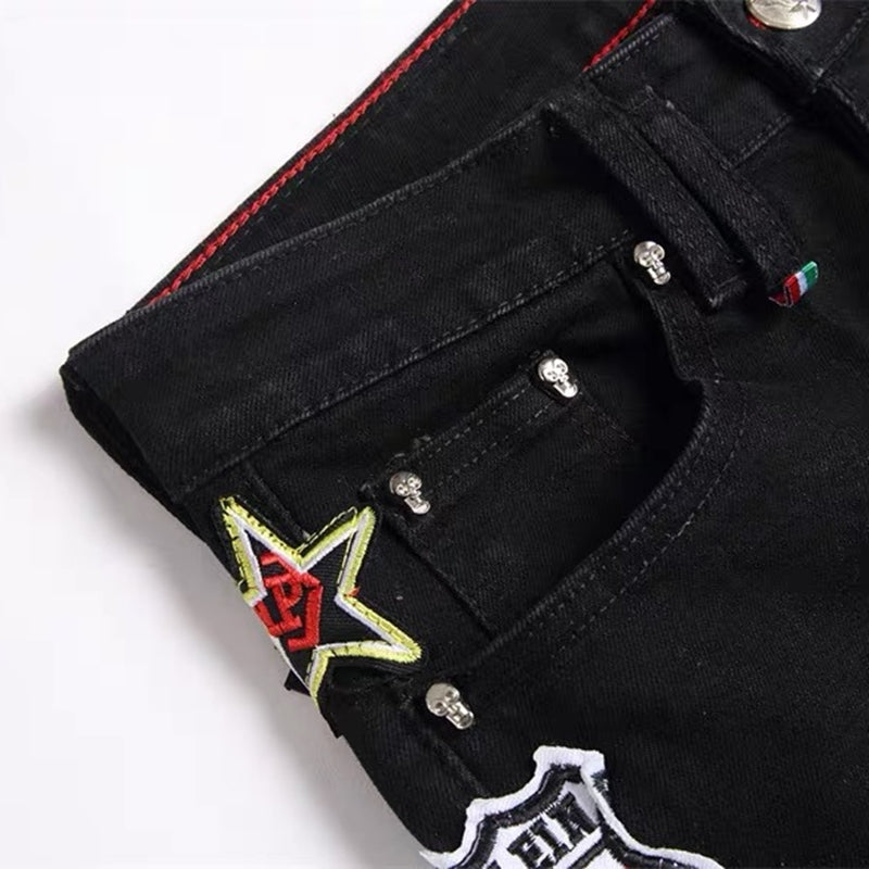 SOLA-PP Tiger Head Patch Jeans